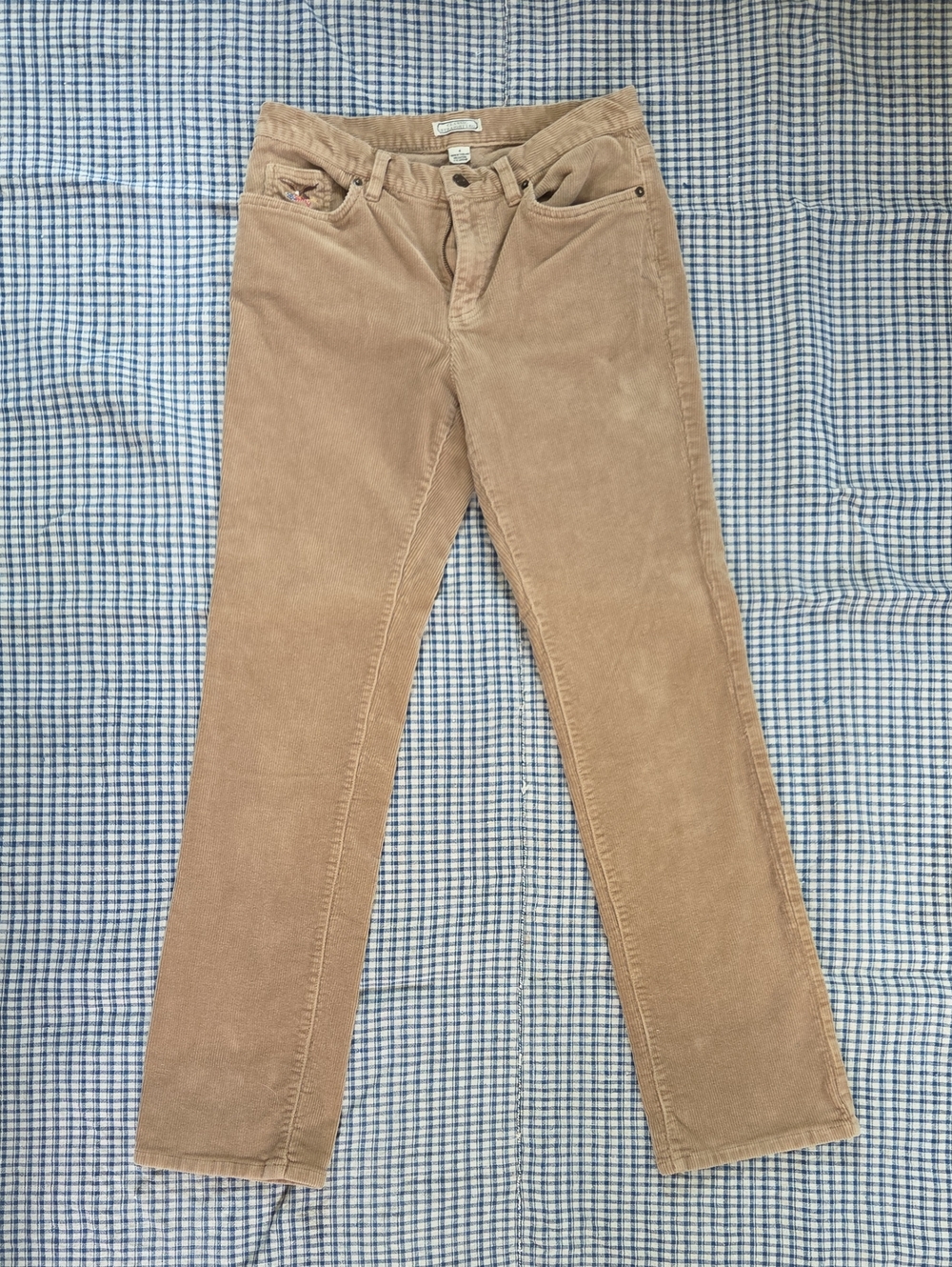 Corduroy Straight-Leg Pants in Tan